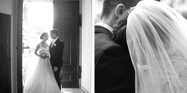 Hochzeitsfotos - Art des Shootings: Portrait Hochzeitsshooting - Großrußbach - Gegenlichtaufnahme Brautpaar - phototiller I Sophie Tiller