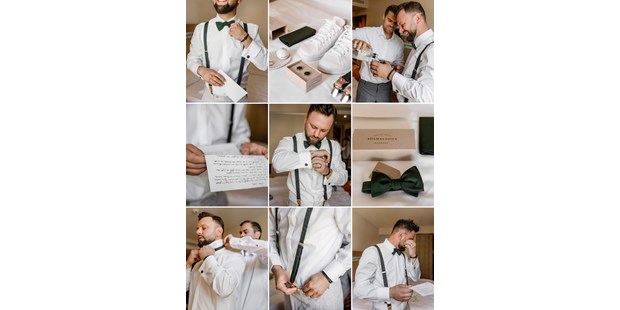 Hochzeitsfotos - Fotobox mit Zubehör - Gieckau - getting ready Bräutigam - Jennifer & Michael Photography